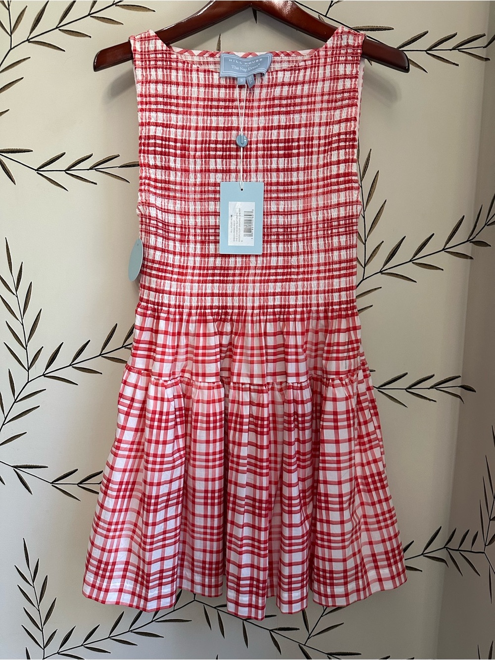 NEW Hill House Cosima Mini nap dress. Watercolor Gingham - Cherry. S. NWT - Picture 5 of 7